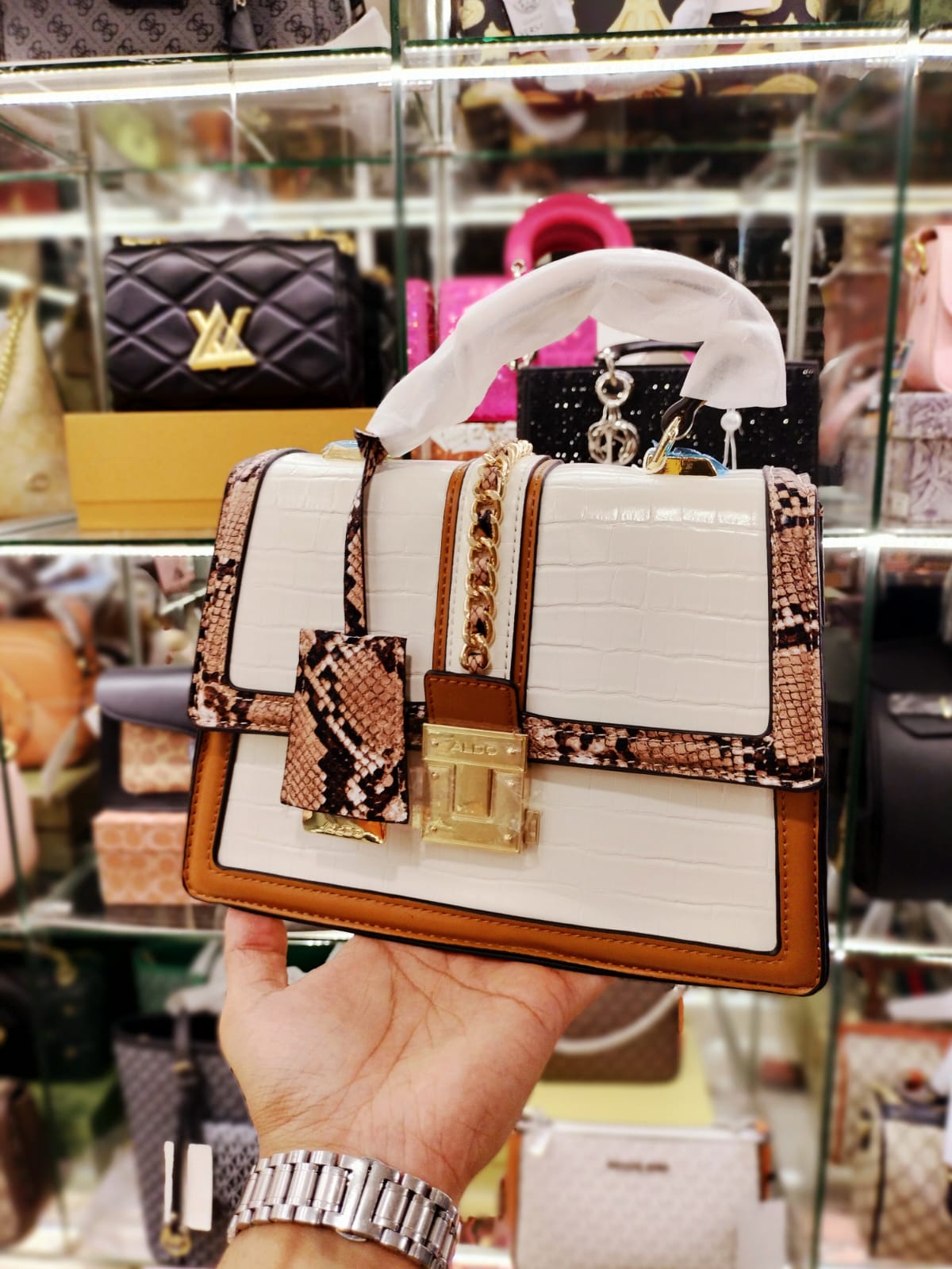 aldo multi martissa medium satchel white 2