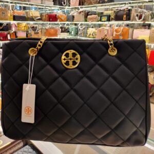 tory burch fleming soft chain tote black