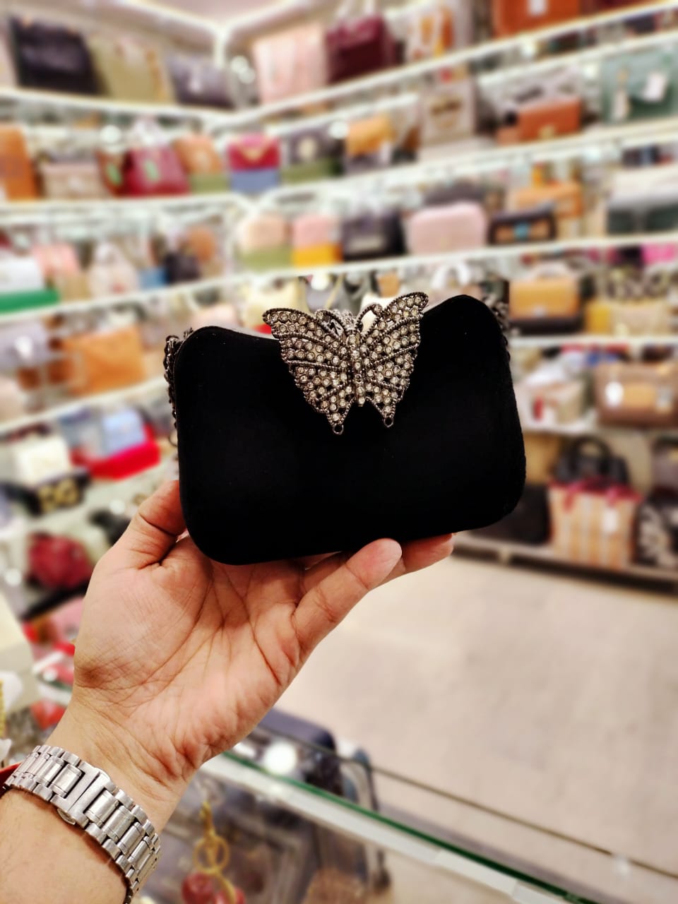 beautiful velvet butterfly mini clutch