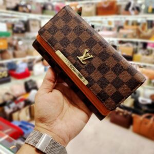 louis vuitton wallet brown with check design