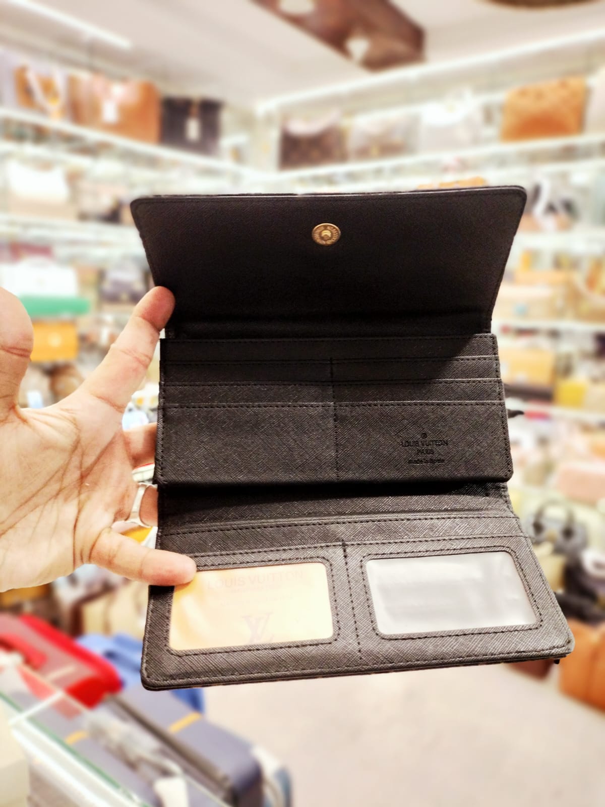louis vuitton wallet dark brown with lv design