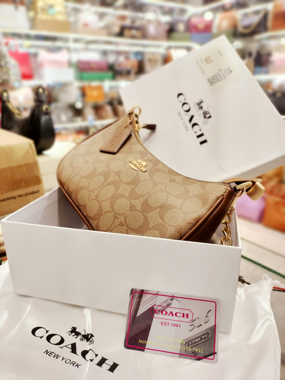 coach teri shoulder bag in brown colour