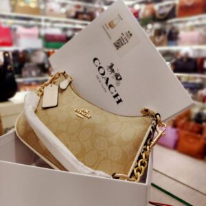 coach teri shoulder bag in fawn crocodile brown